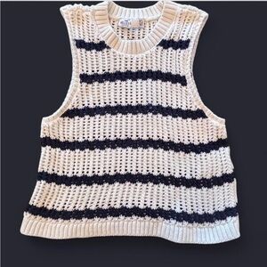 Hollister Cream and Black Striped Tank Top